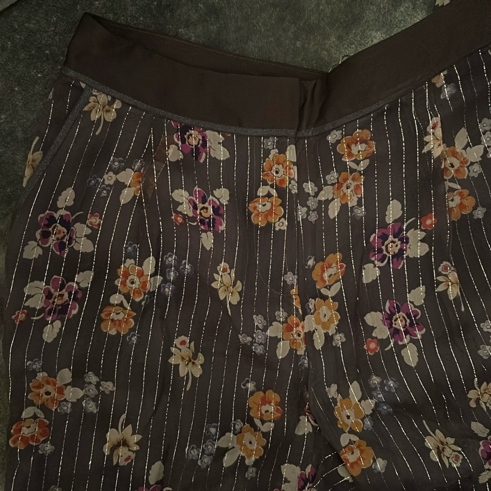 Brand new metallic striped floral pants.